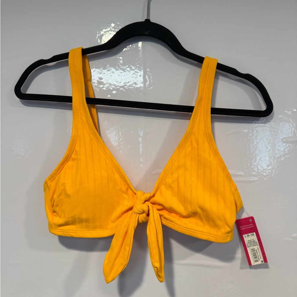 Xhilaration Sunny Yellow Tie Front Bikini Top NWT